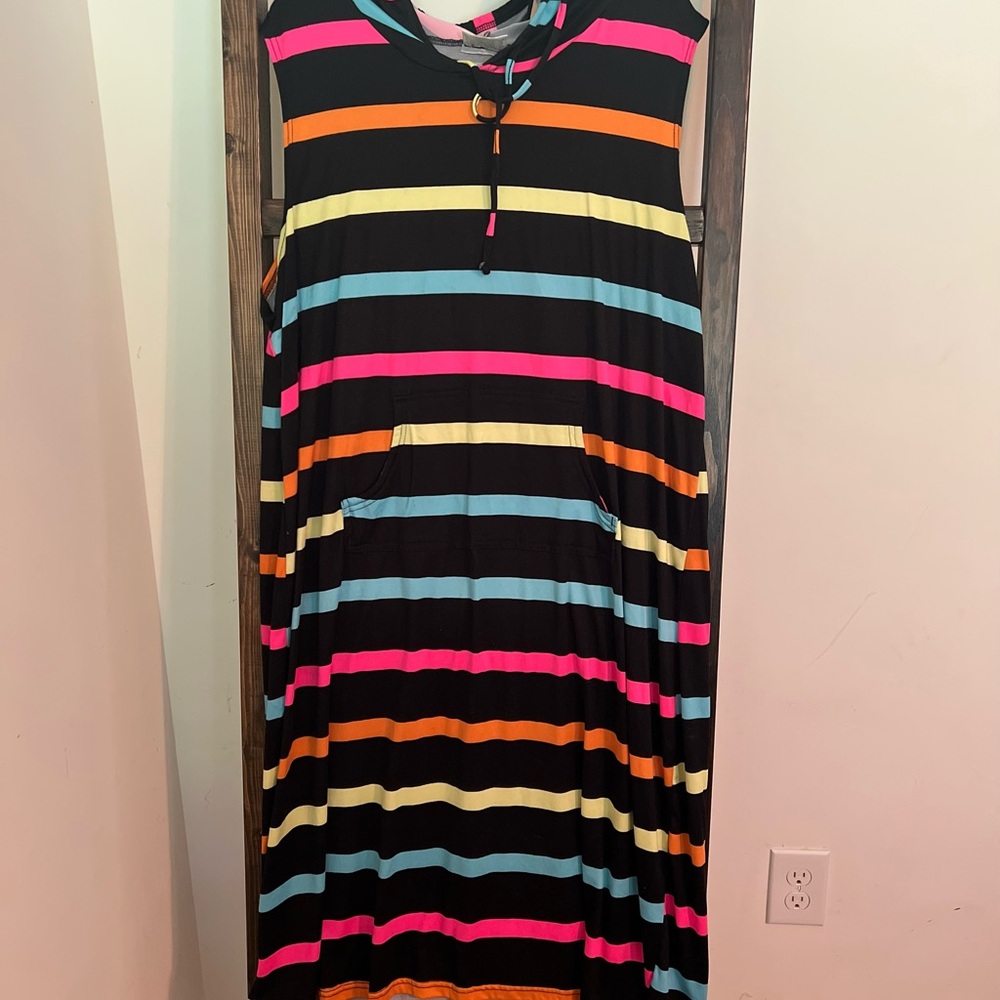 Striped Sleeveless Dress - Black, Pink, Blue, Orange